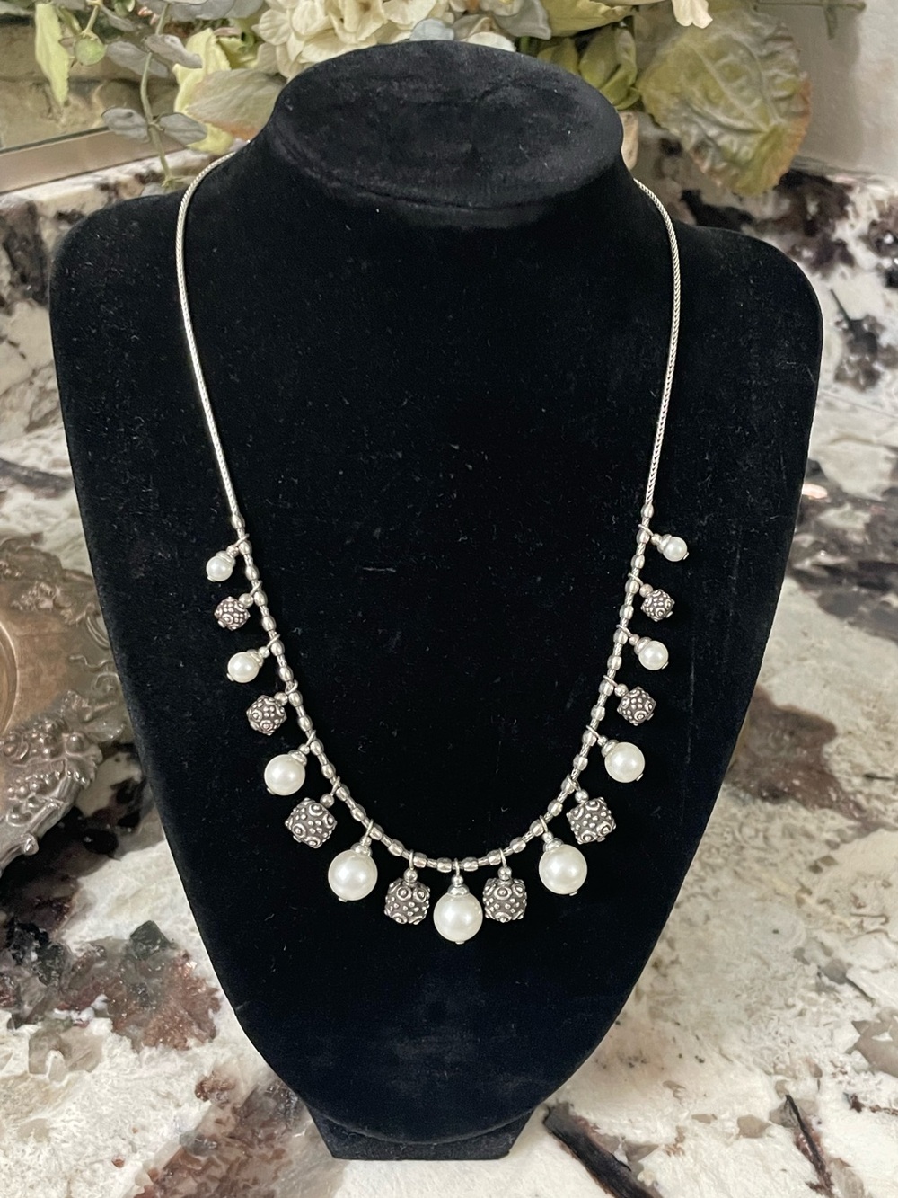 Brighton Sophisticate Silver Faux Pearl Elegant Necklace - Approx Length 19”
